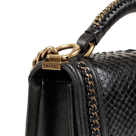 chanel black python medium boy bag with handle price|Chanel python drawstring bag.